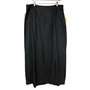 NWT Eddie Bauer Black Linen Blend Side Slit Maxi Skirt Size 18 Tall